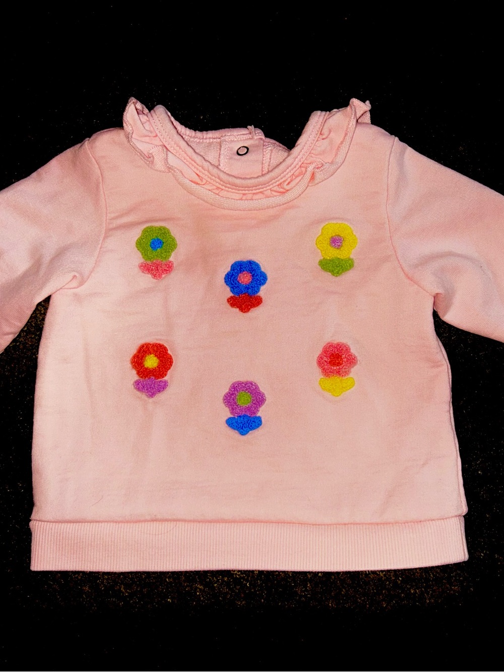 Pink Floral Embroidered Long-Sleeve Top for Kids